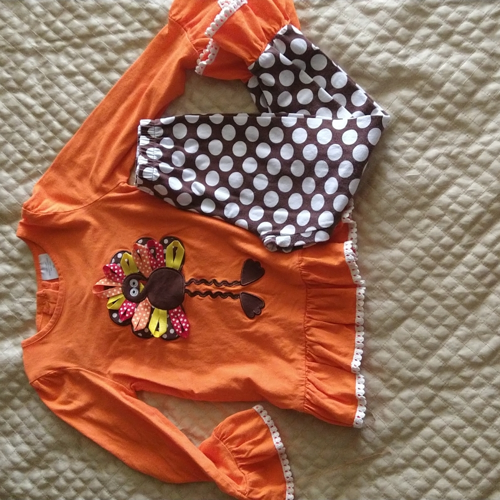 Thanksgiving 2-piece set Turkey, Ruffles & Polkadots